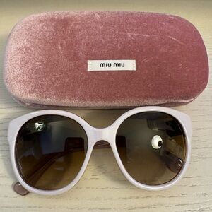 Miu Miu Pale Pink Frame Sunglasses with Brown Gradient Lenses